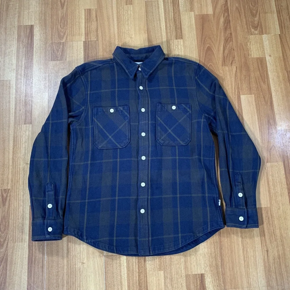 The North Face Shirt Mens Medium Blue Green Flannel Plaid Long Sleeve Button Up